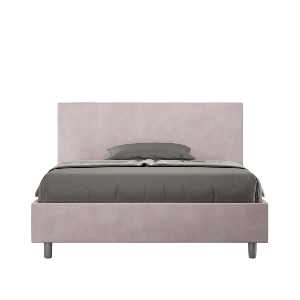 BS COM Letto una piazza e mezza con rete imbottito 130x200 microfibra glicine