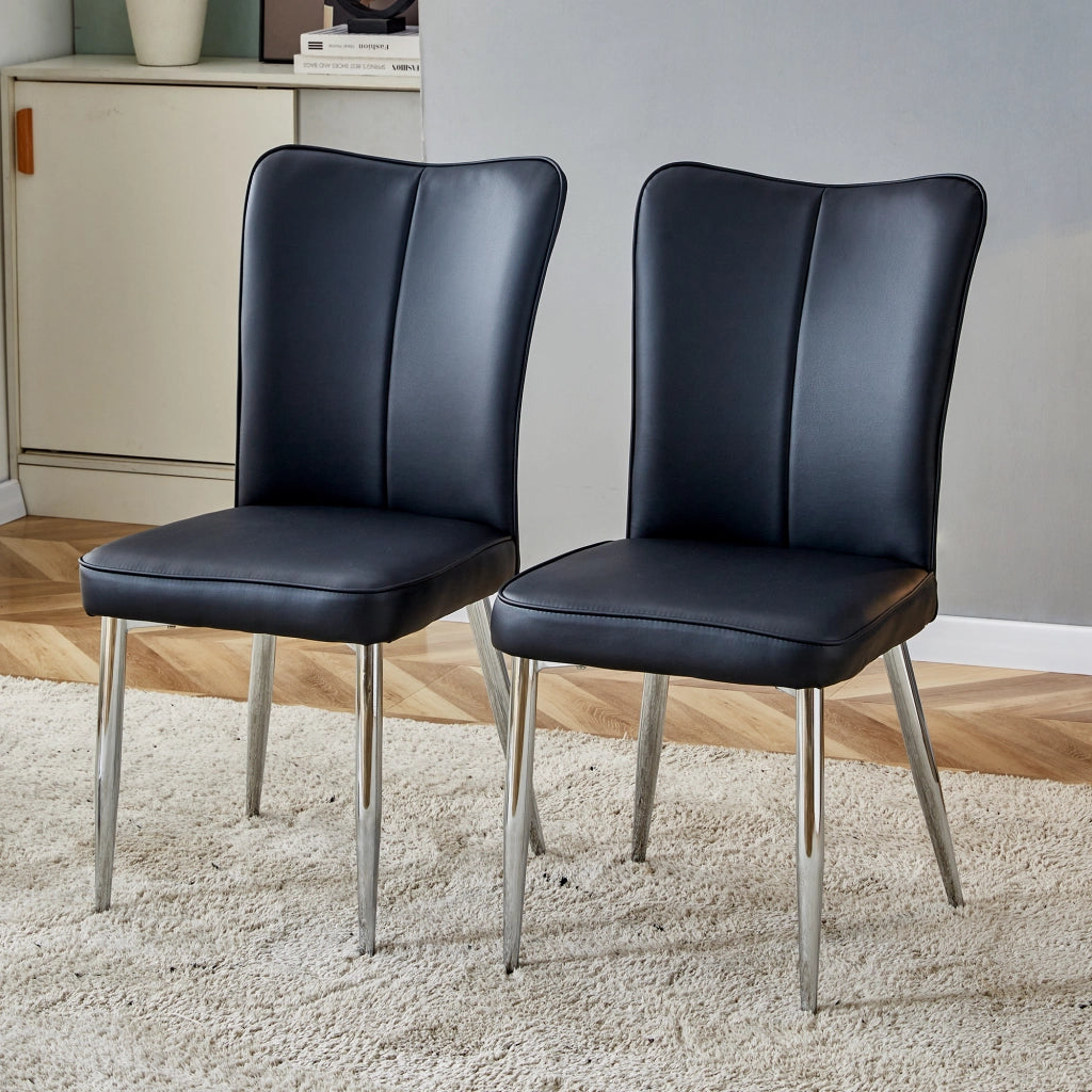 SEDIA da pranzo Set da 2 pezzi Nero PU e metallo