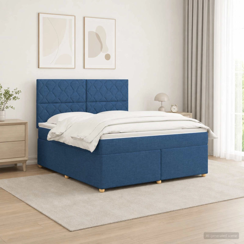 Letto box spring con materasso Blu 160 x 200 cm Tessuto 3455398