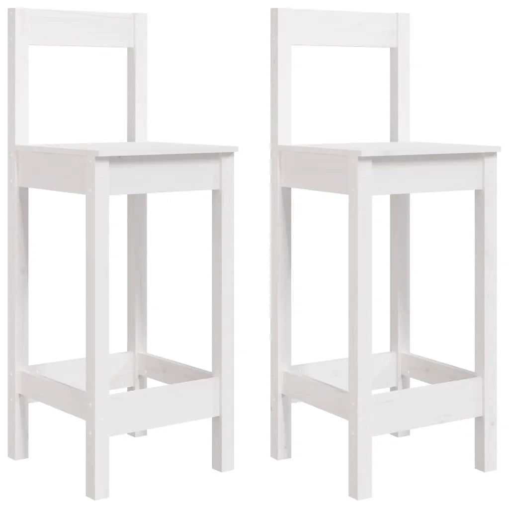 Sedie da Bar 2 pz Bianche 40x41,5x112 cm Legno Massello di Pino 822143