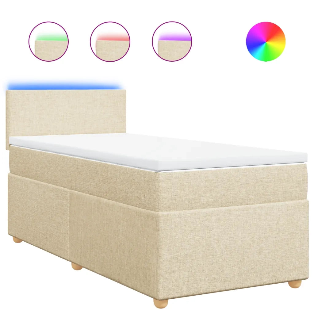 Giroletto a Molle con Materasso Crema 100x200 cm in Tessuto