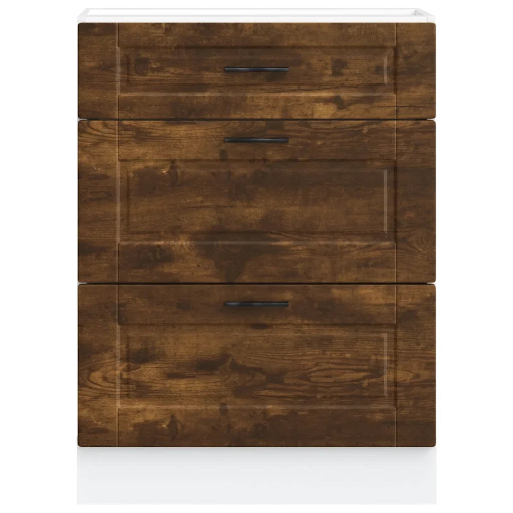 Mobile da cucina moderno con piedini regolabili 60 x 46 x 81,5 cm ampio spazio contenitivo stile di design legno composito finitura rovere affumicato 02_0050486