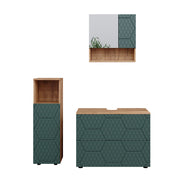 Vicco Set mobili bagno Quercia verde/oro 3 pezzi, con cabinet midi