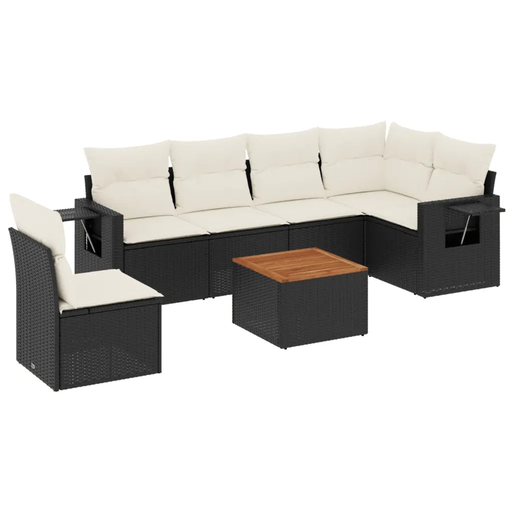 Set Divani da Giardino con Cuscini 7pz Nero Polyrattan 3224586
