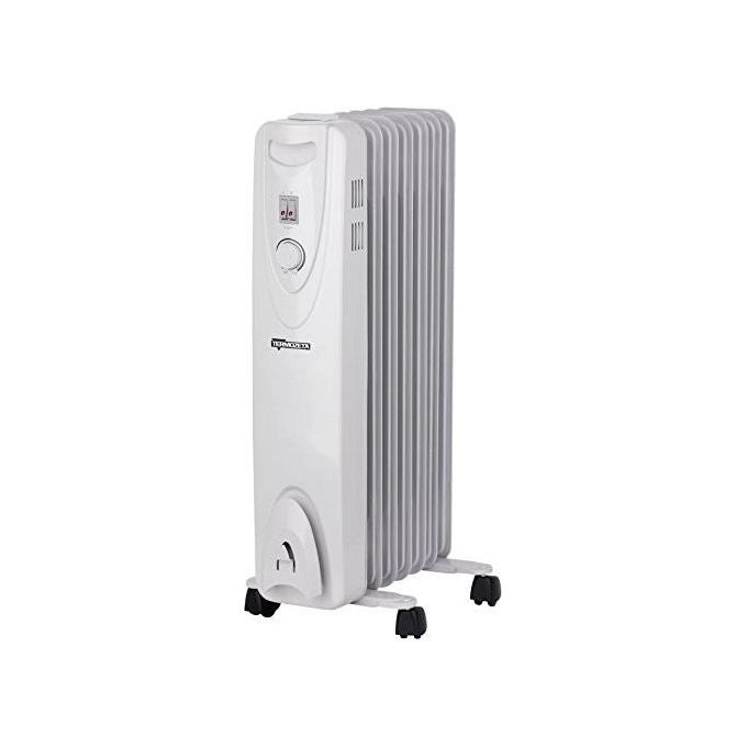 Termozeta TZR20 Radiatore ad olio 7 elementi 3 potenze 600W 900W 1500W termostato regolabile con ruote e maniglia integrata colore Bianco