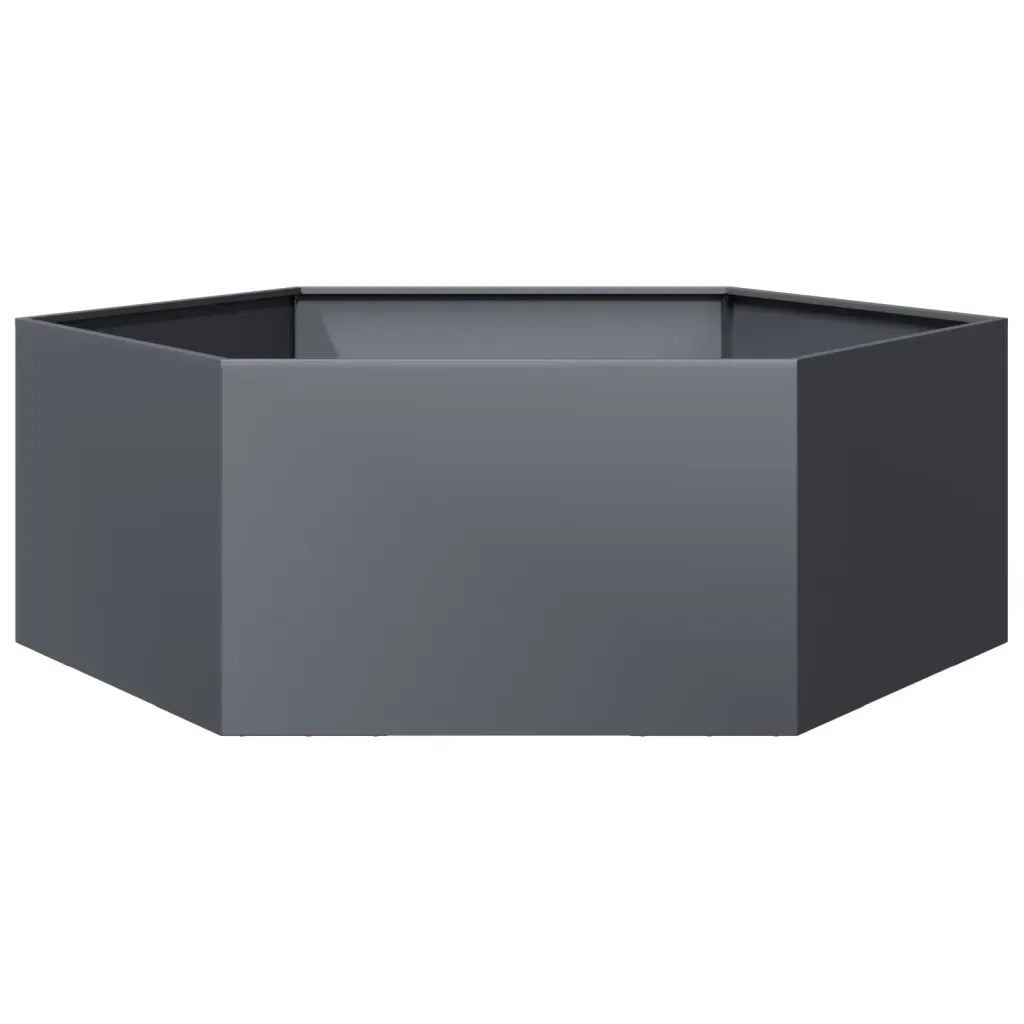 Fioriera da Giardino Antracite Esagono 138x120x45 cm in Acciaio 851138