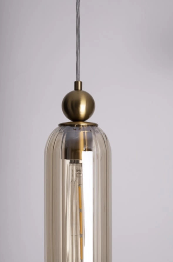 Lampada a sospensione Campanila vetro ambra E27 Maxlight