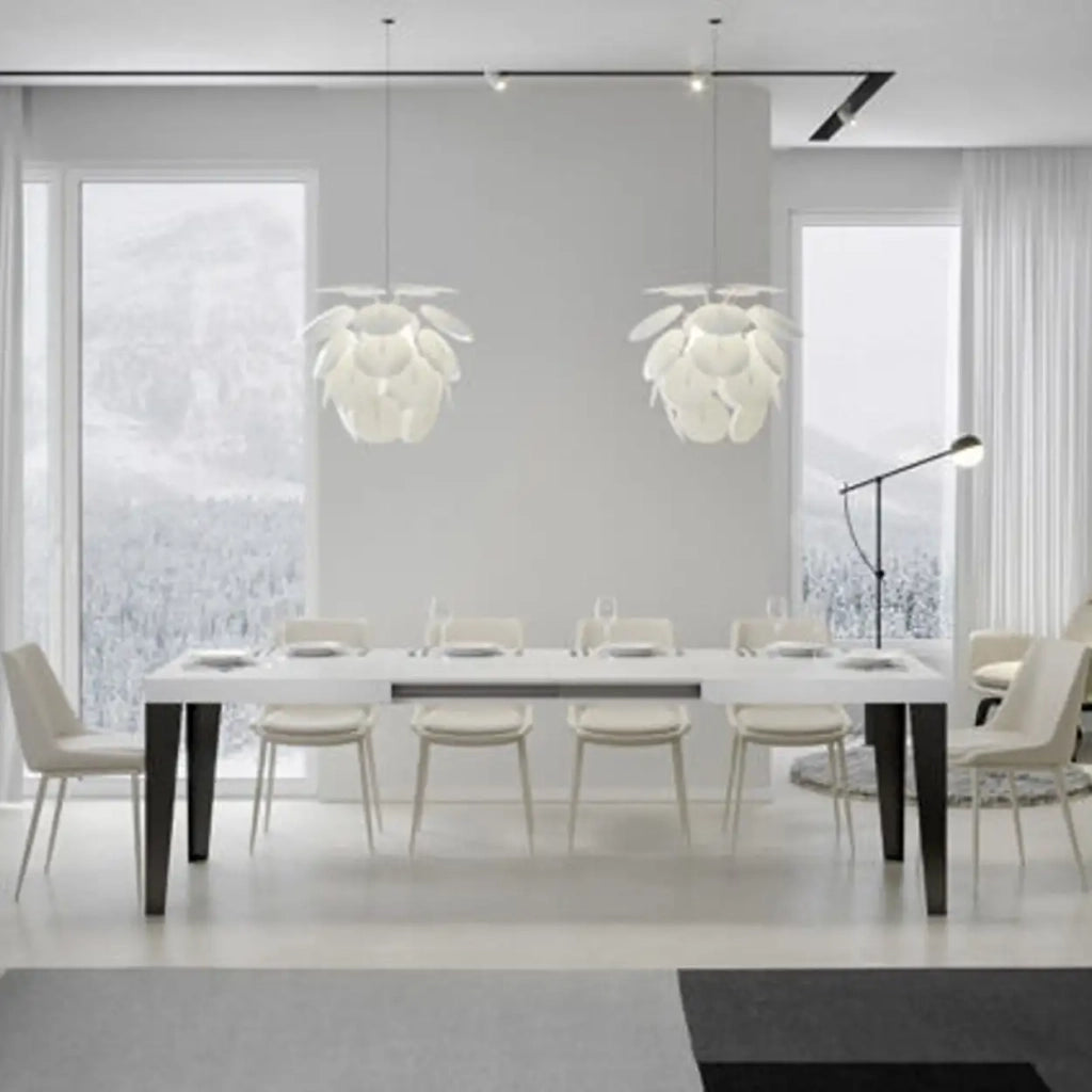 Tavolo allungabile 180/284x90 cm Flame colore bianco frassino gambe antracite