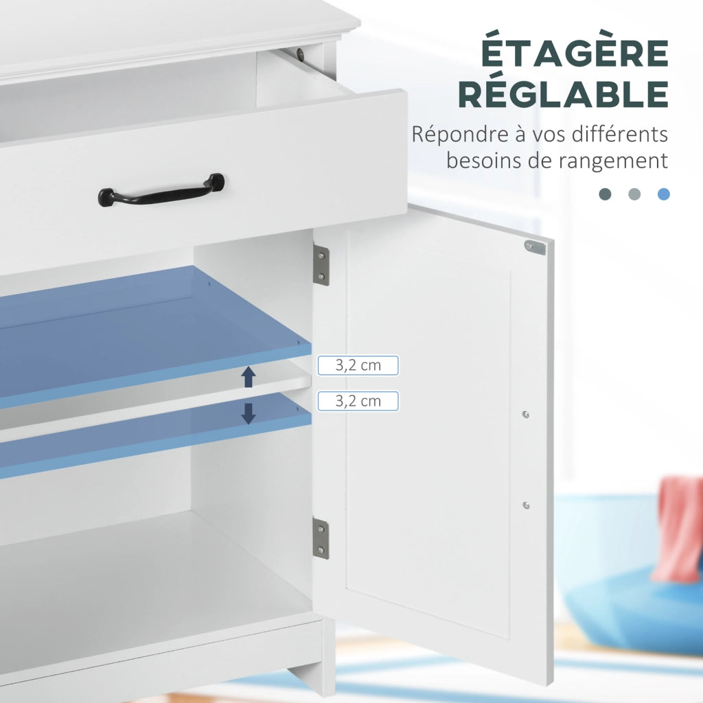 Mobile Bagno con Ante, Cassetto e Ripiano Regolabile ¨C Minimal ¨C Bianco 60x30x75