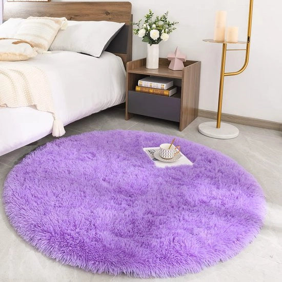 Tappeto Ronde Piuma, Tappeto Piuma per Camera da Letto e Salotto, Tappeto Bambino morbido per Ragazze, Tappeto Moderno soffice 200 x 200 cm