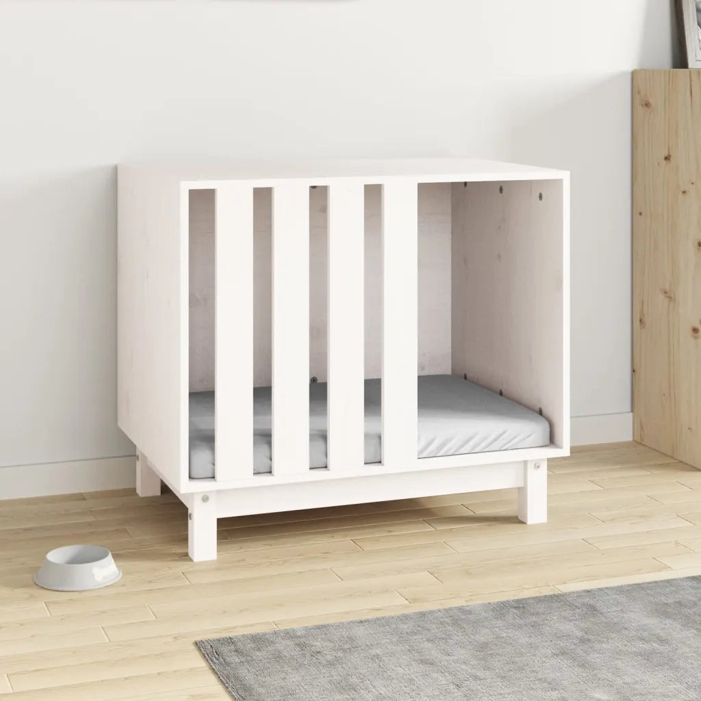 Casetta per Cani bianco 70x50x62 cm in Legno Massello di Pino 822482
