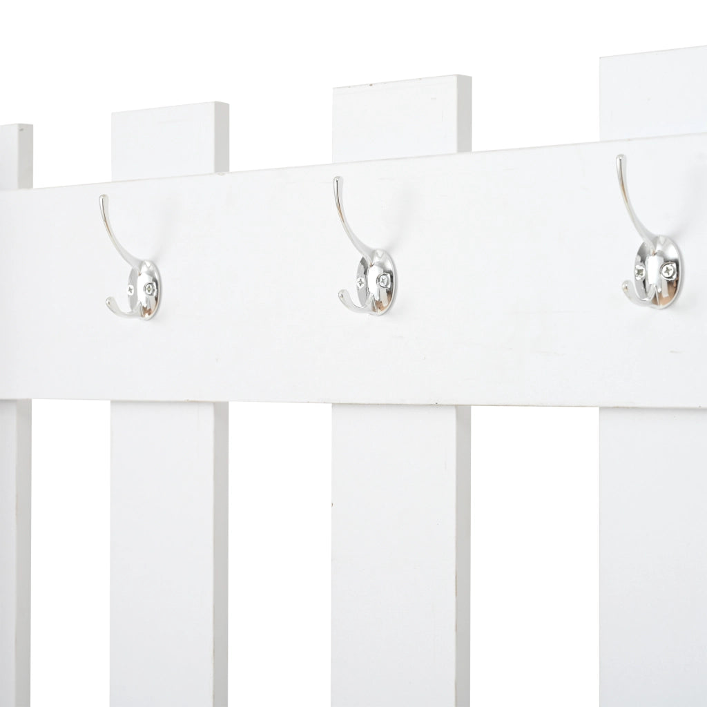 OKWISH Set da 1 Mobile da Ingresso con Specchio, 2 Scarpiere, Ripiani e 5 Ganci, Pannello di Truciolare Bianco