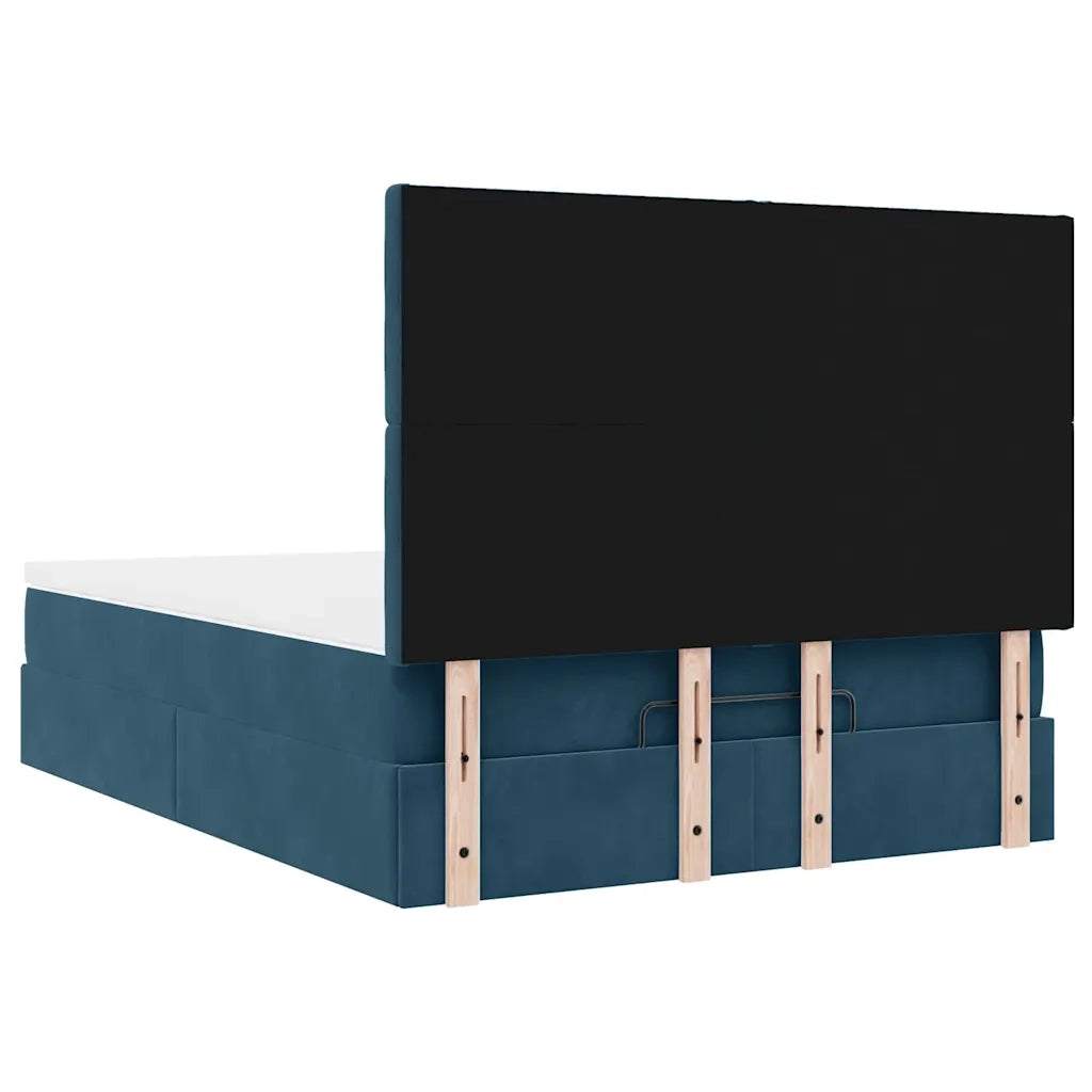 Struttura Letto Pouf con Materassi Blu 140x200cm in Velluto 3313623