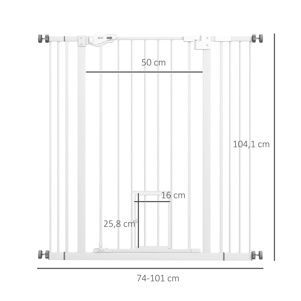 Cancello per cani ¨C zephmum ¨C acciaio, bianco 104 cm