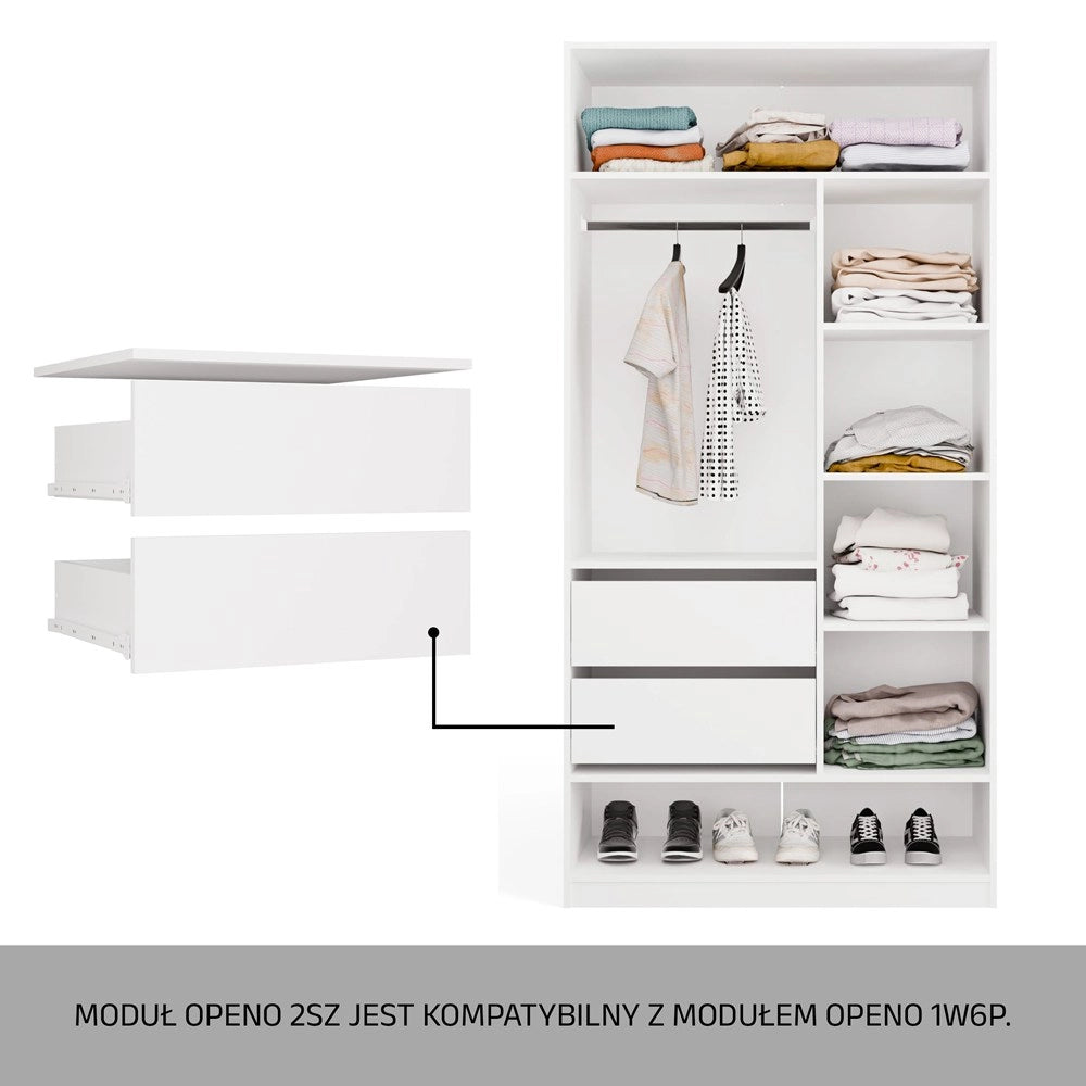 Modulo cassetti OPENO 2sz 2 cassetti bianco per guardaroba per camera da letto