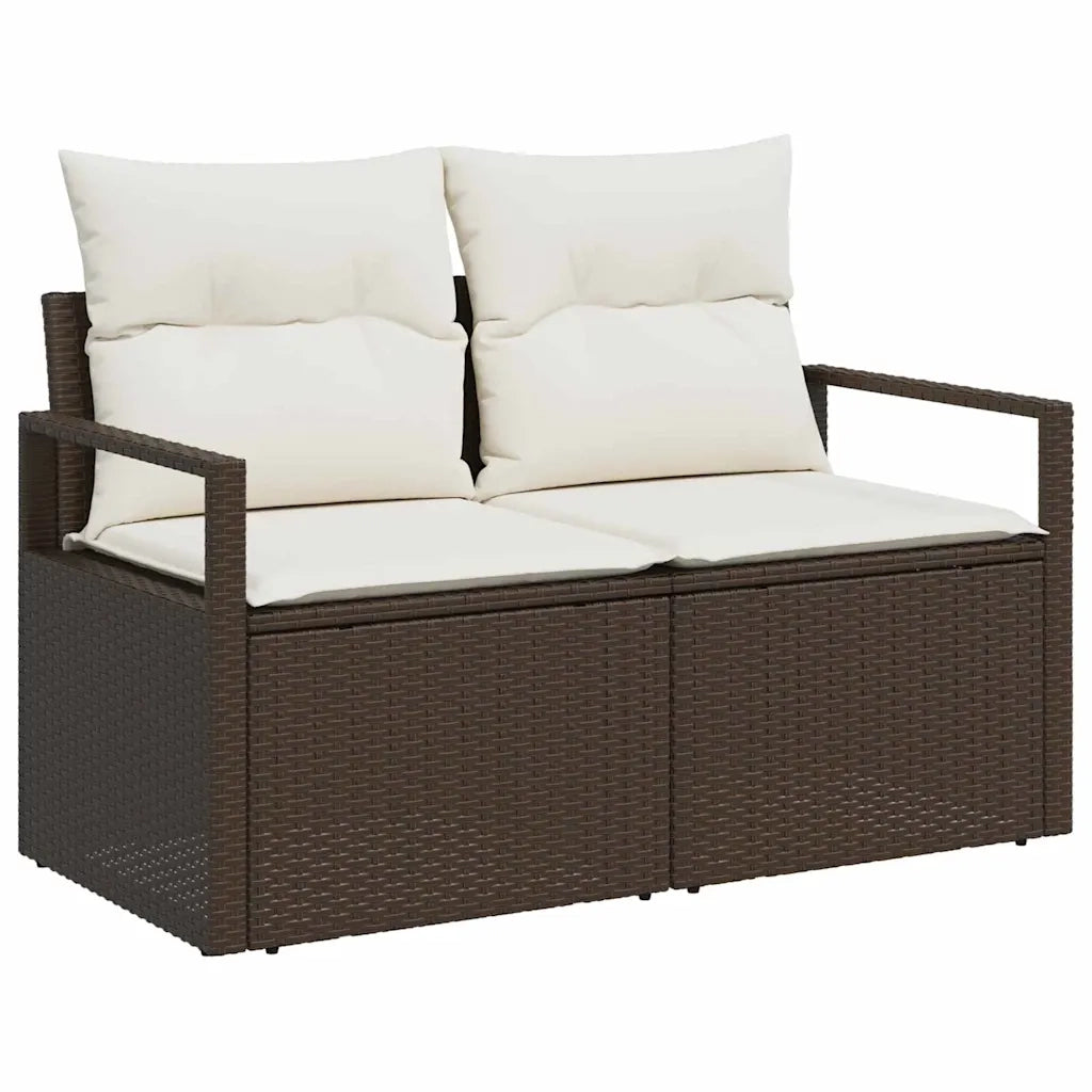 Set di divani con cuscino 7 pcs Marrone e Crema polyrattan 3355137