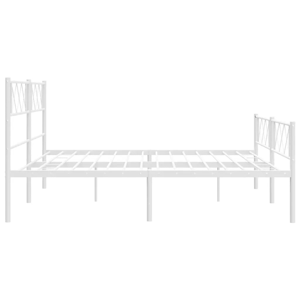 Letto matrimoniale | Letto per adulti | Giroletto con Testiera e Pediera Metallo Bianco 193x203 cm