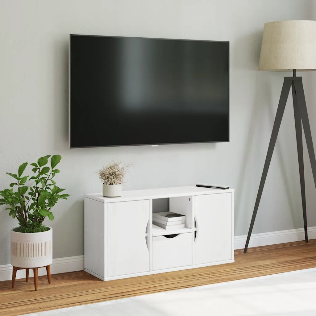 Mobile TV | Armadietto TV | Mobile Porta TV con Cassetto ODDA Bianco 79x24x40 cm