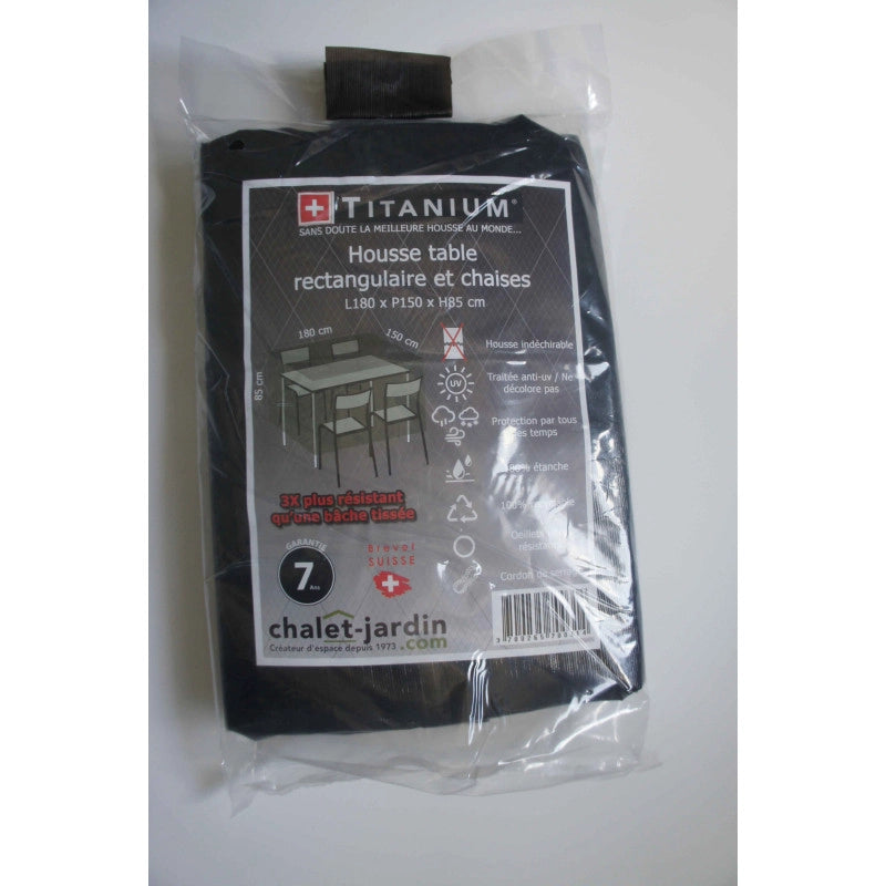 Copertura TITANIUMÂ® per tavolo rettangolare e sedie 180 x 150 x 85 cm