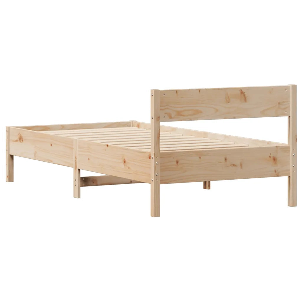 Letto senza Materasso-Struttura Letto 75x190 cm in Legno Massello Pino 966679