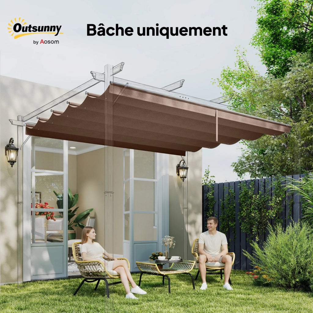 Tenda da sole per pergola retrattile 3x3 m ¨C zephmum ¨C 250x255 cm marrone