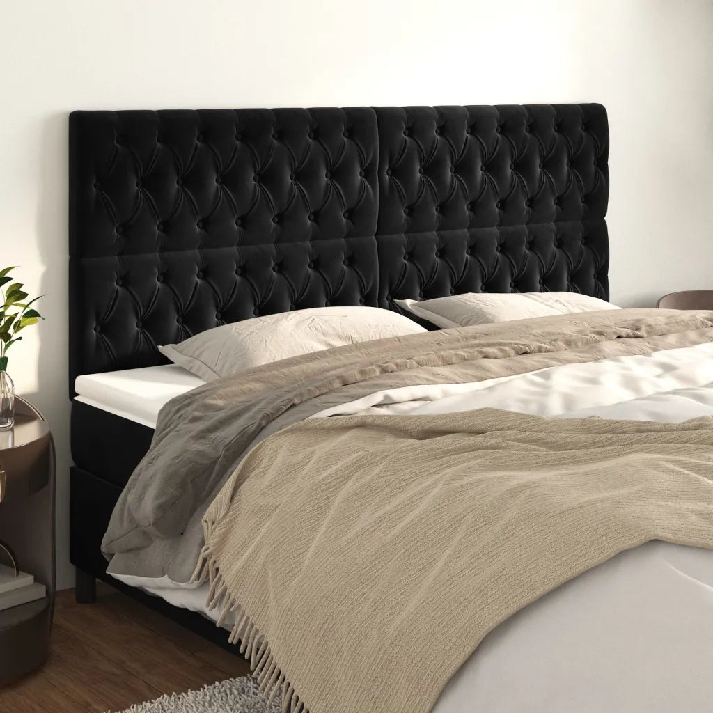 Testiera | Testata Nera 180x7x118/128 cm Velluto