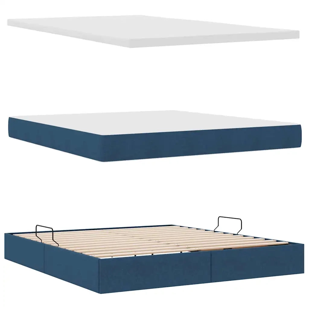 Letto con contenitore e LED con led Blu 180 x 200 cm Tessuto 3371102