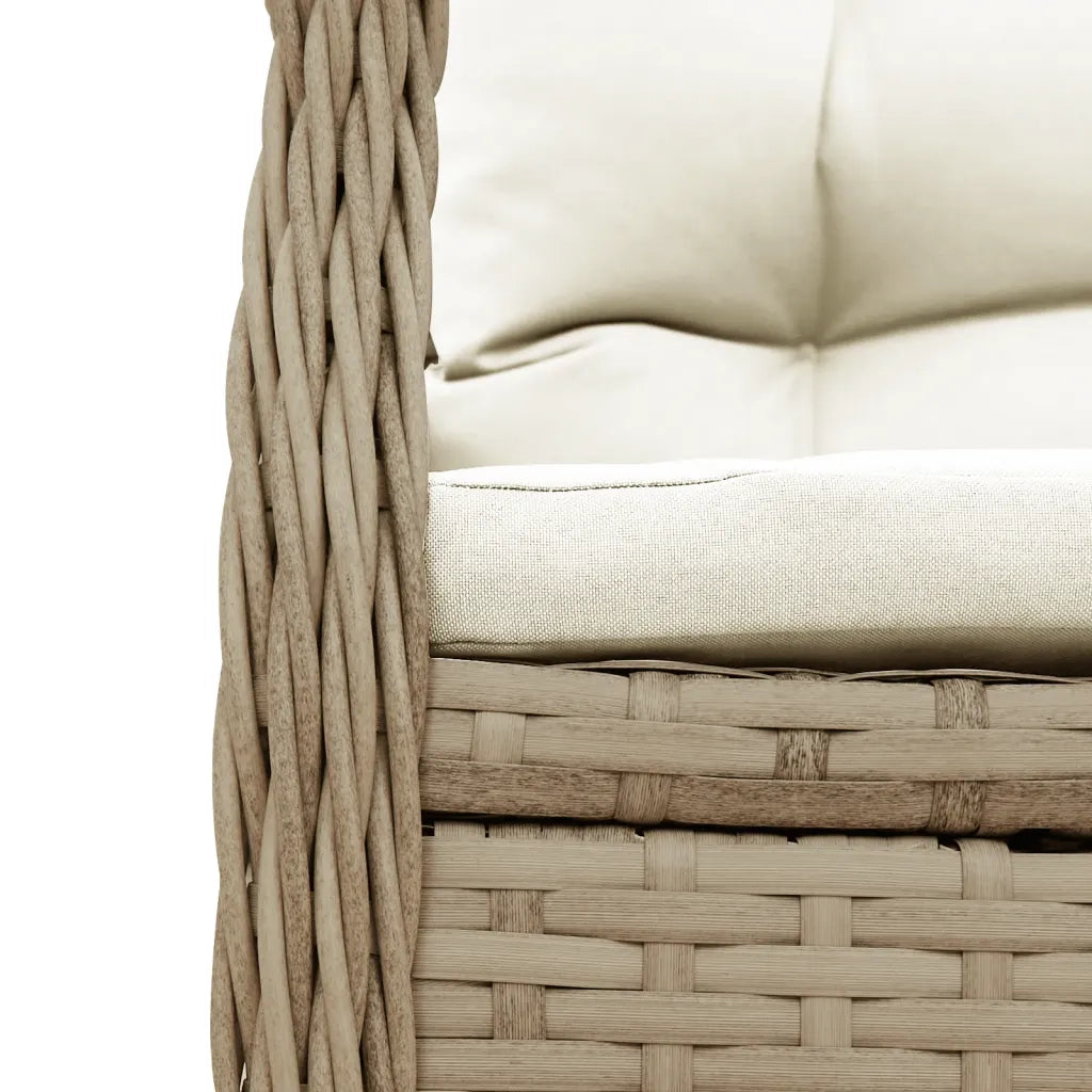Set da Pranzo da Giardino 7 pz con Cuscini Beige in Polyrattan