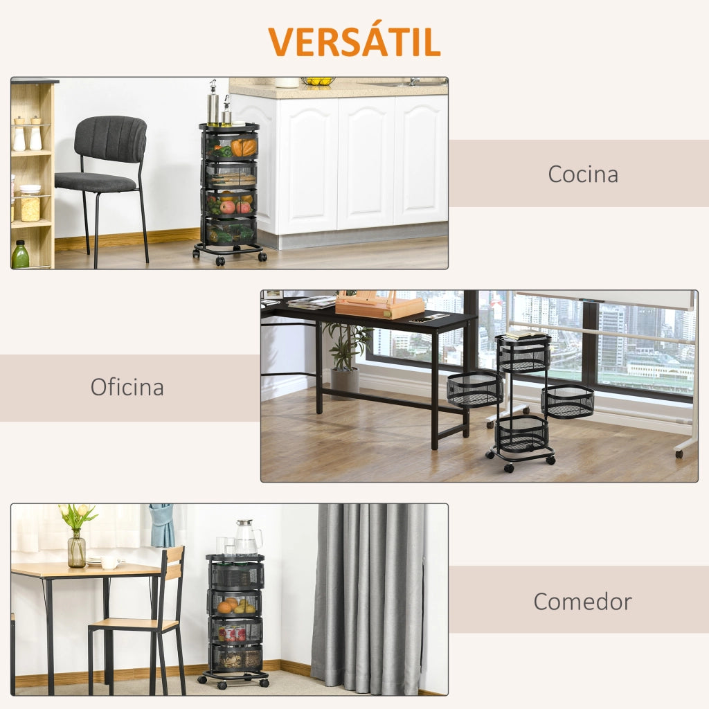 Carrello con cestini ¨C zephmum ¨C 33x33x77 cm nero