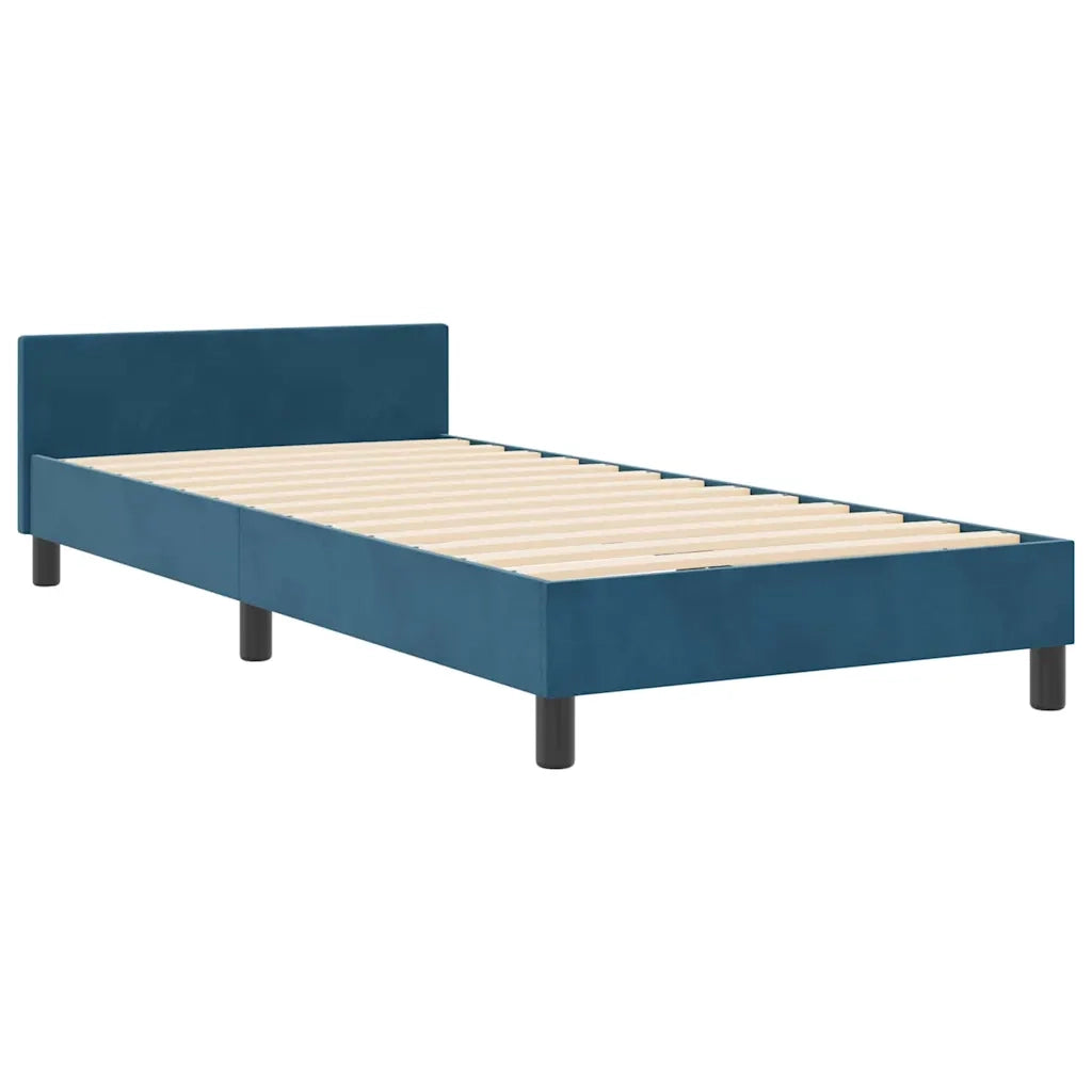 Letto a molle con testiera Blu Scuro 90 x 200 cm Velluto