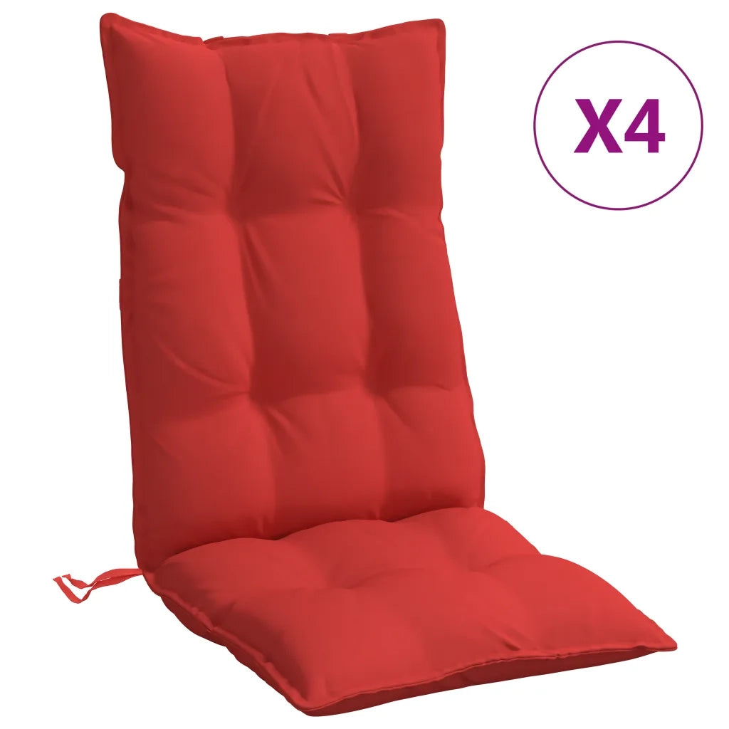 Cuscini per Sedia con Schienale Alto 4 pz Rosso Tessuto Oxford 377621