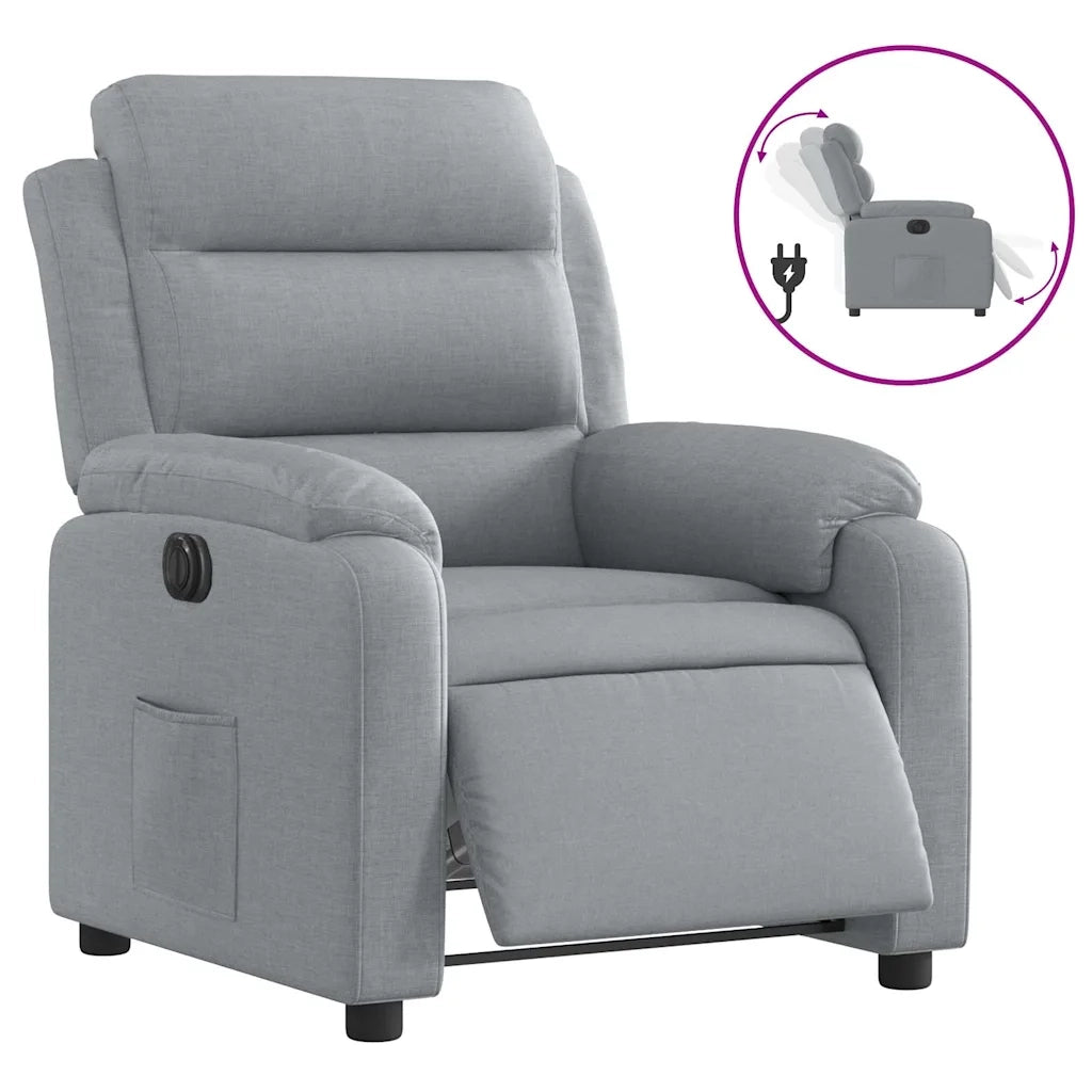 Poltrona | Sedia Relax Elettrica Reclinabile Grigio Chiaro in Tessuto