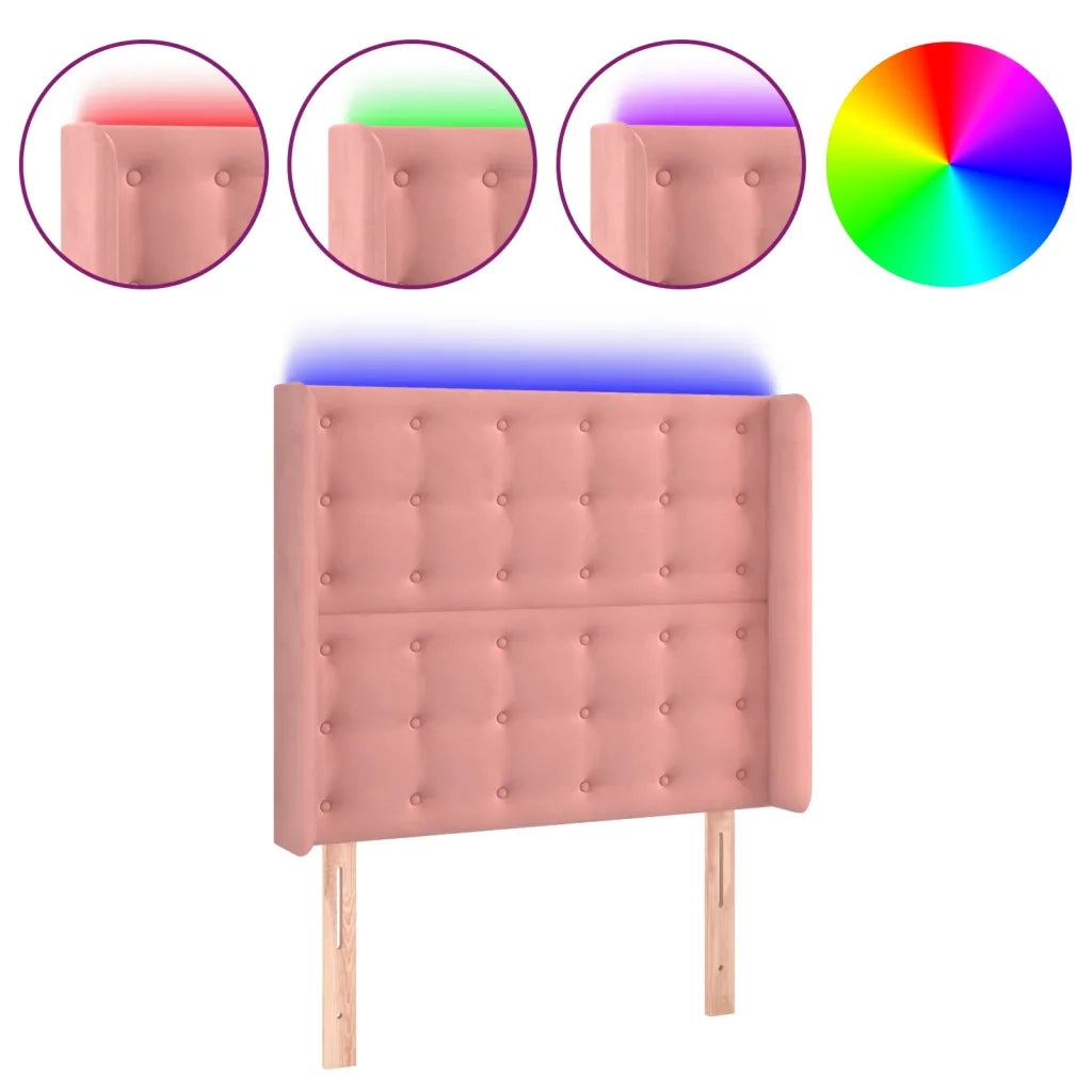 Testiera a LED-Testata con LED rosa 83x16x118/128 cm in Velluto 536122