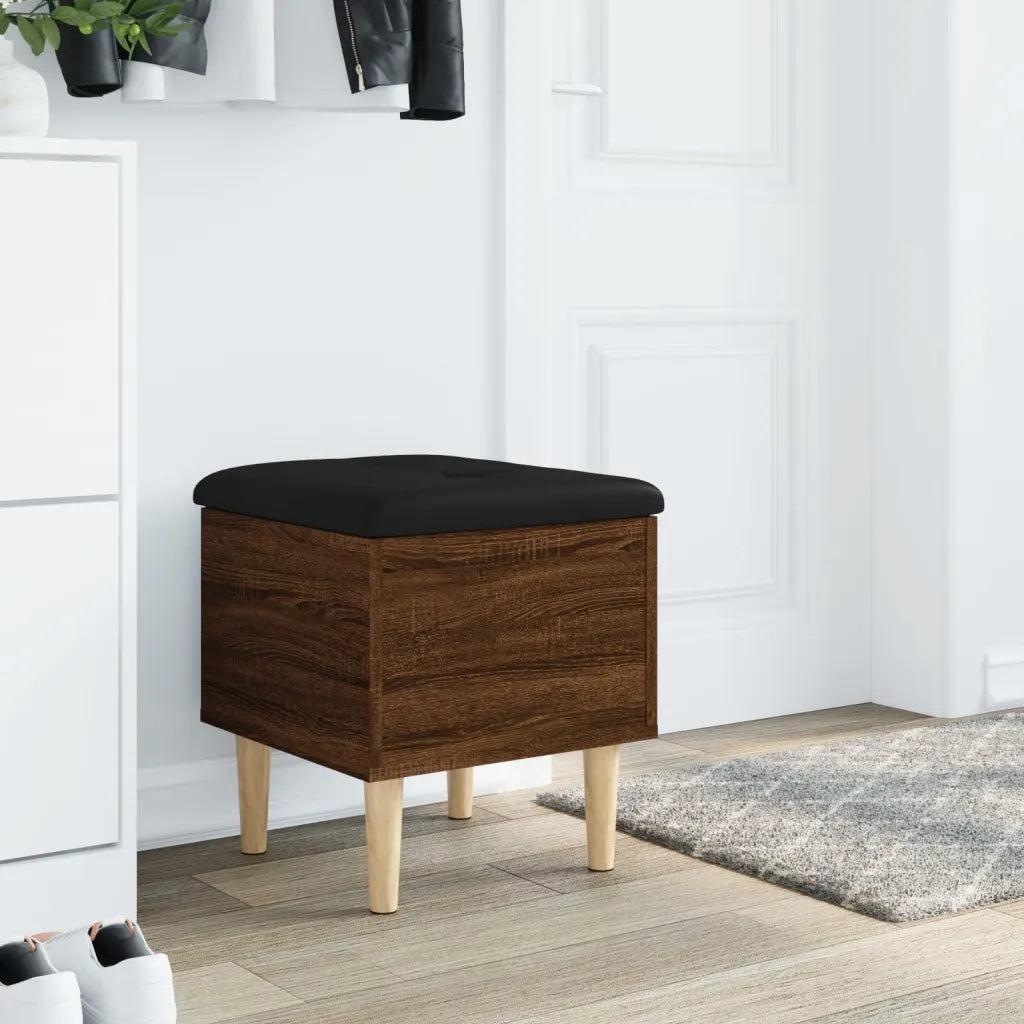 Panca Portaoggetti-Sgabello-Panca con Contenitore Rovere Marrone 42x42x46 cm Legno Multistrato