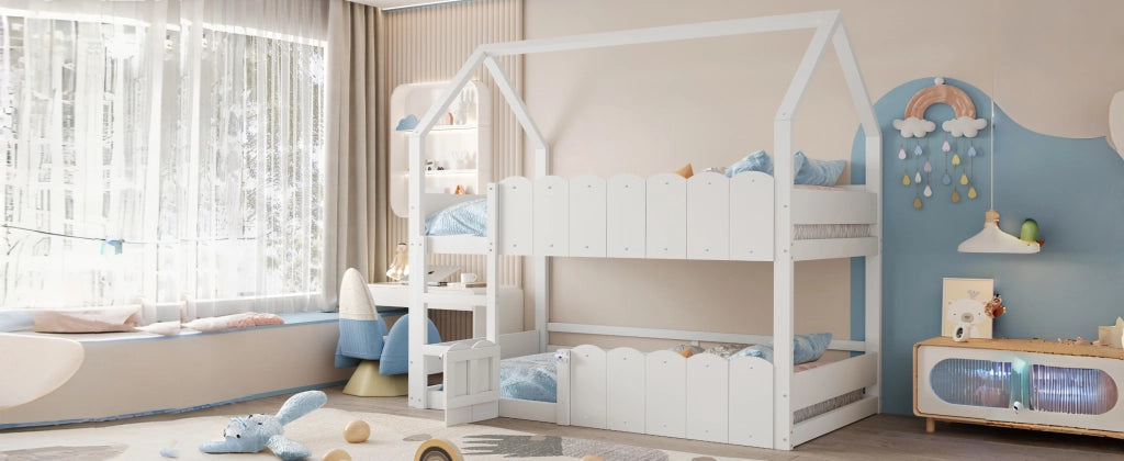 letto a castello legno bianco 90 x 200 cm