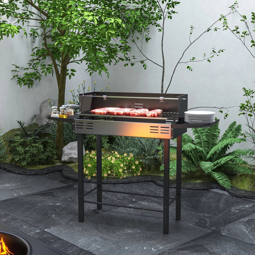 Barbecue a Carbone con Spiedo Rotante ¨C Xylo ¨C Griglia Regolabile 118x32x90cm Nero