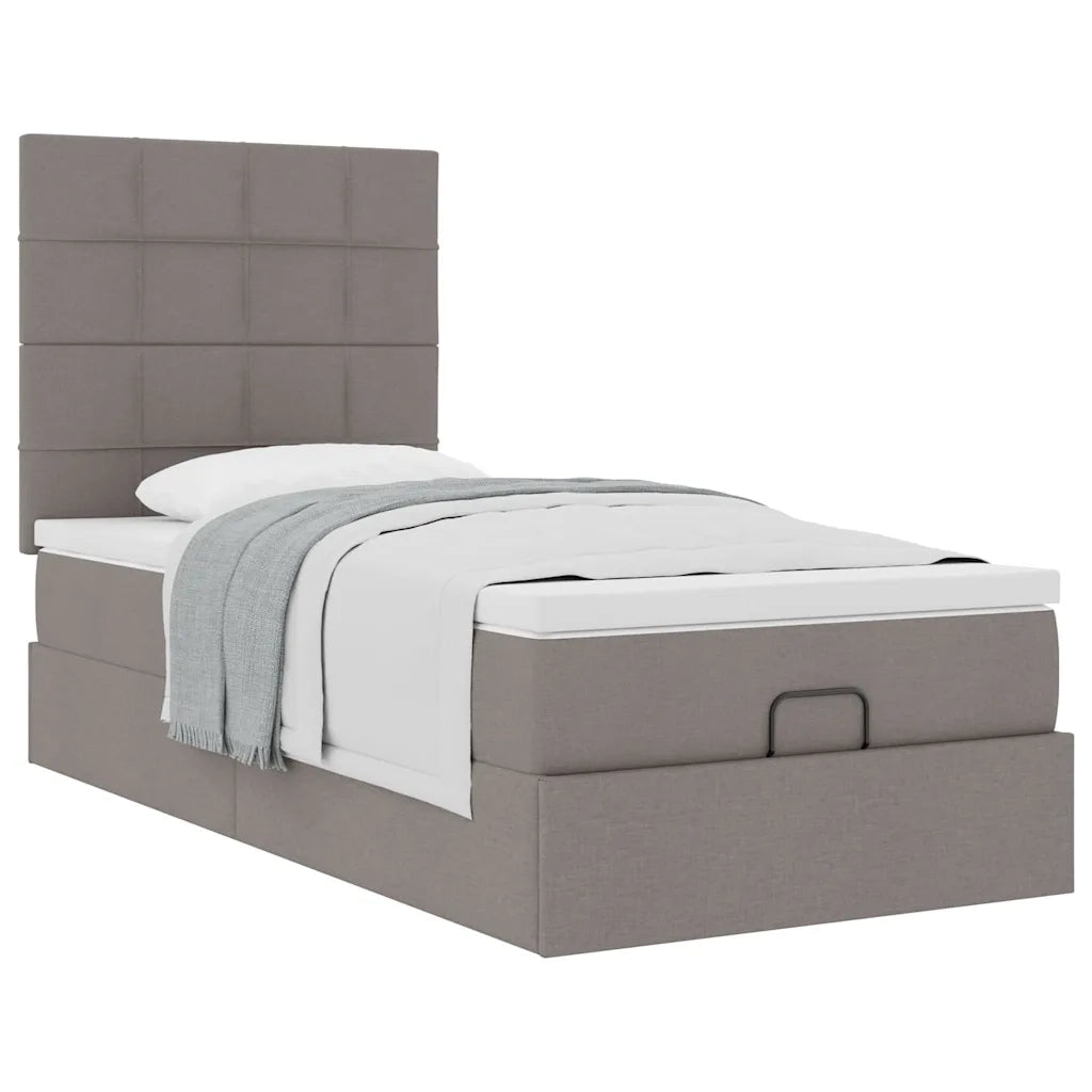 Struttura Letto Pouf con Materasso Tortora 80x200 cm in Tessuto 3313116