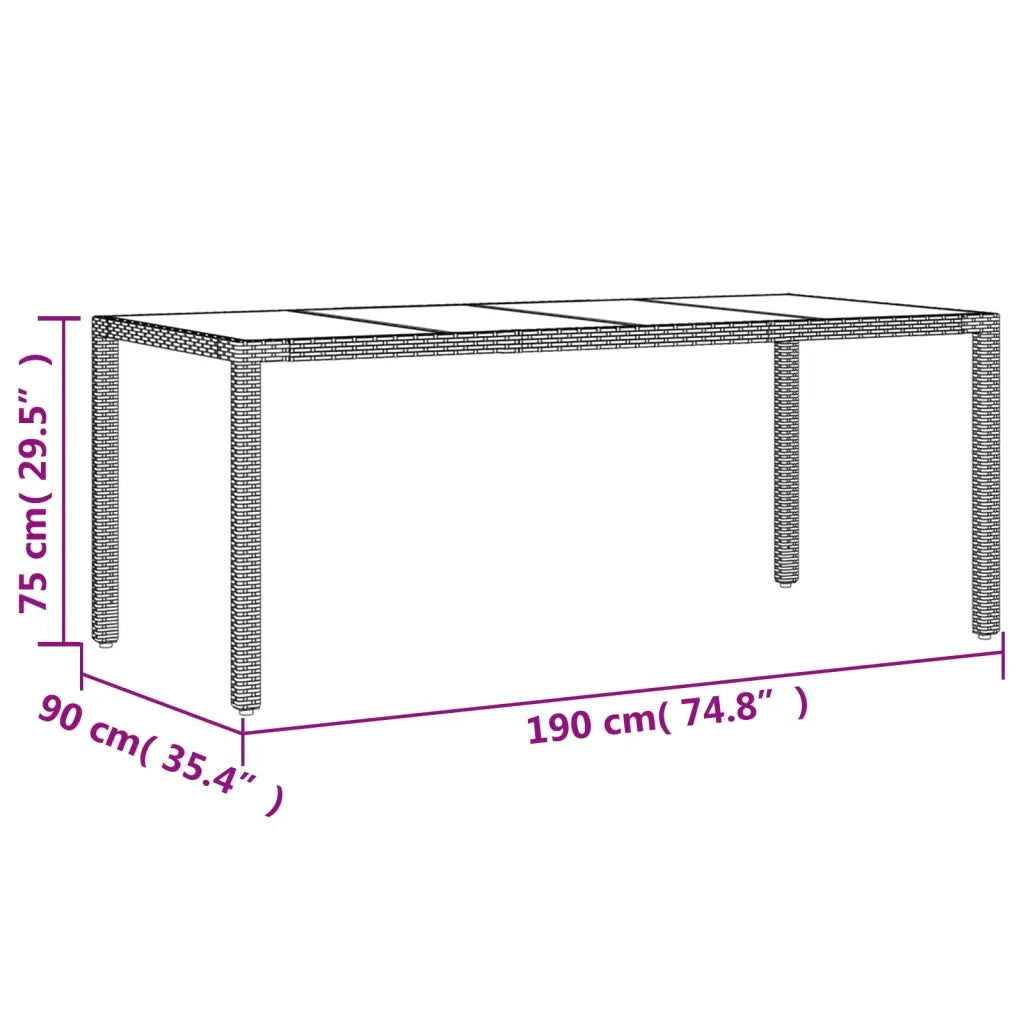 Set da Pranzo da Giardino 9 pz con Cuscini Polyrattan e Vetro 3278662