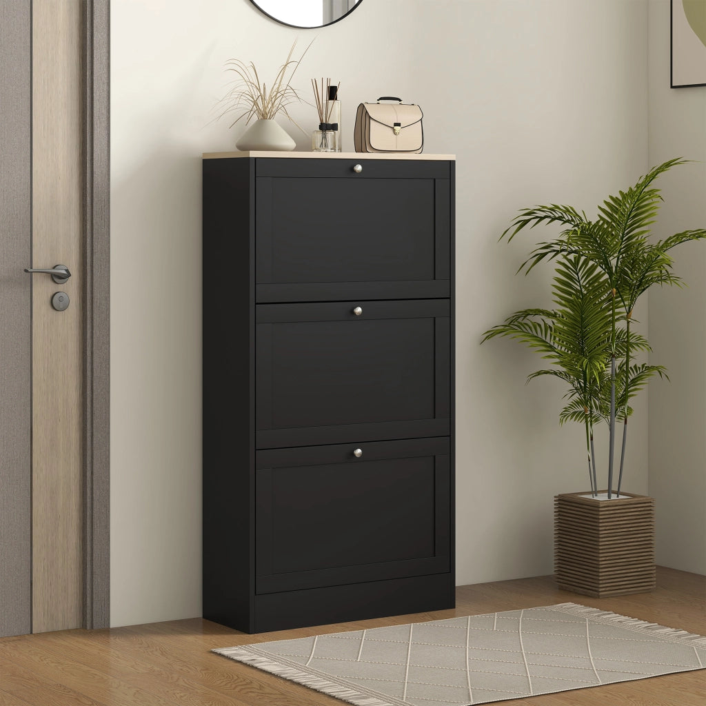 Scarpiera con cassetti e ripiani ¨C zephmum ¨C nero 60x23,5x115 cm