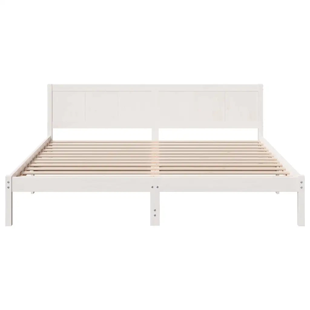 Struttura del letto-Giroletto-Rete del Letto Bianco 200 x 200 cm Legno massello di pino 661931