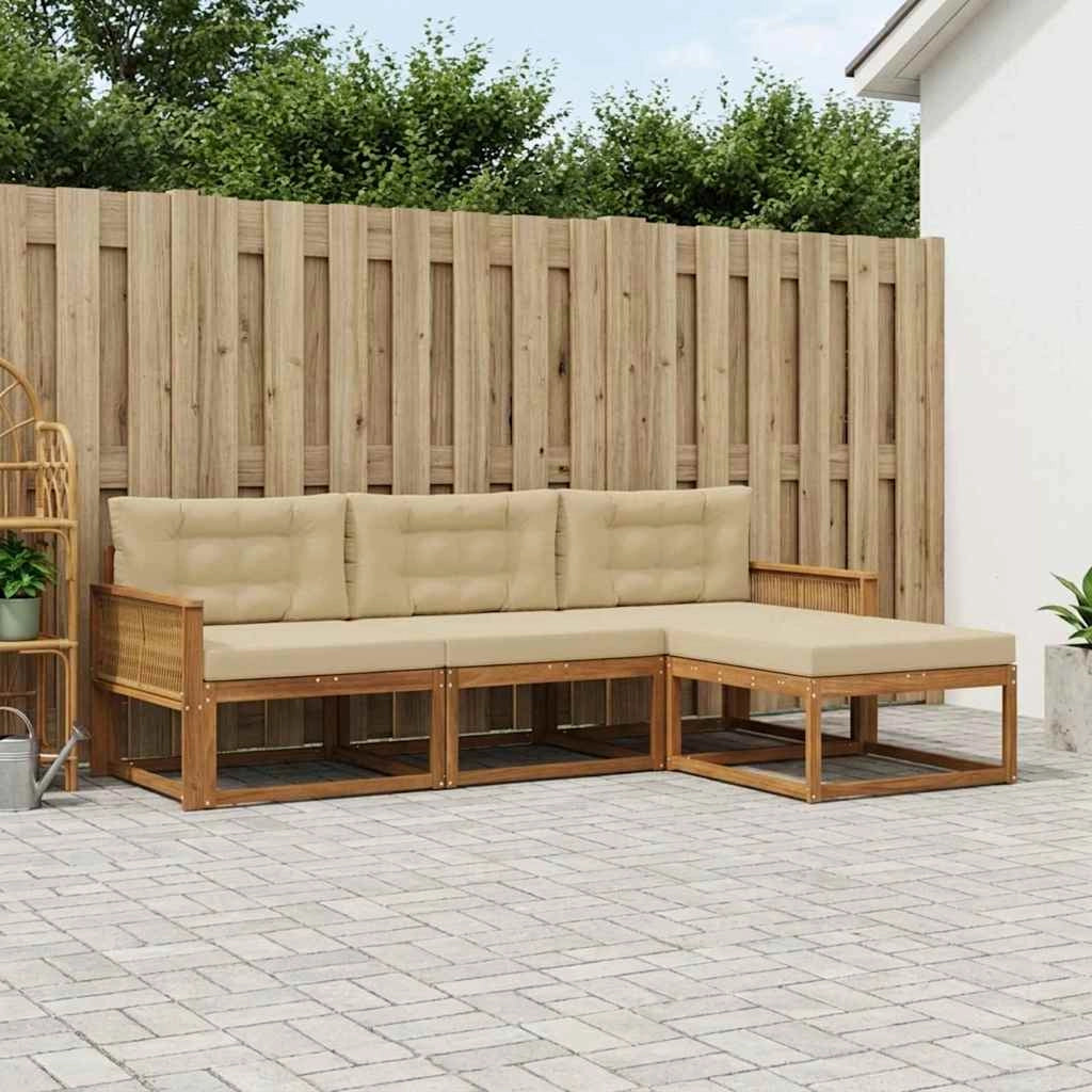 Set di divani da esterno 4 pz Naturale e Beige 3382471