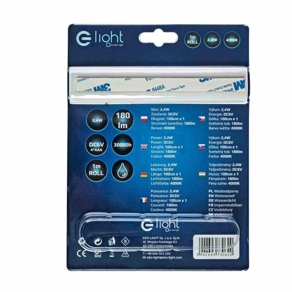Striscia LED 1m 4000K sensore movimento IP65 Eko-Light