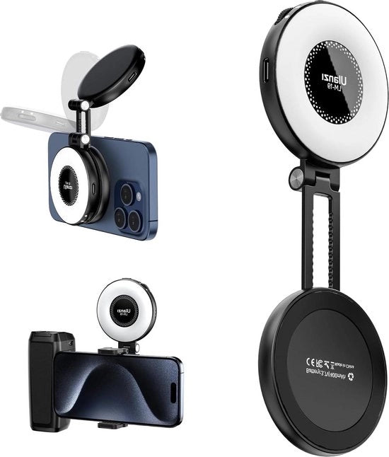 Lampada per selfie - 3 color temperature 2500k-8500K - Cri95 lampada per video - estensione reversibile - conferenza video selfie