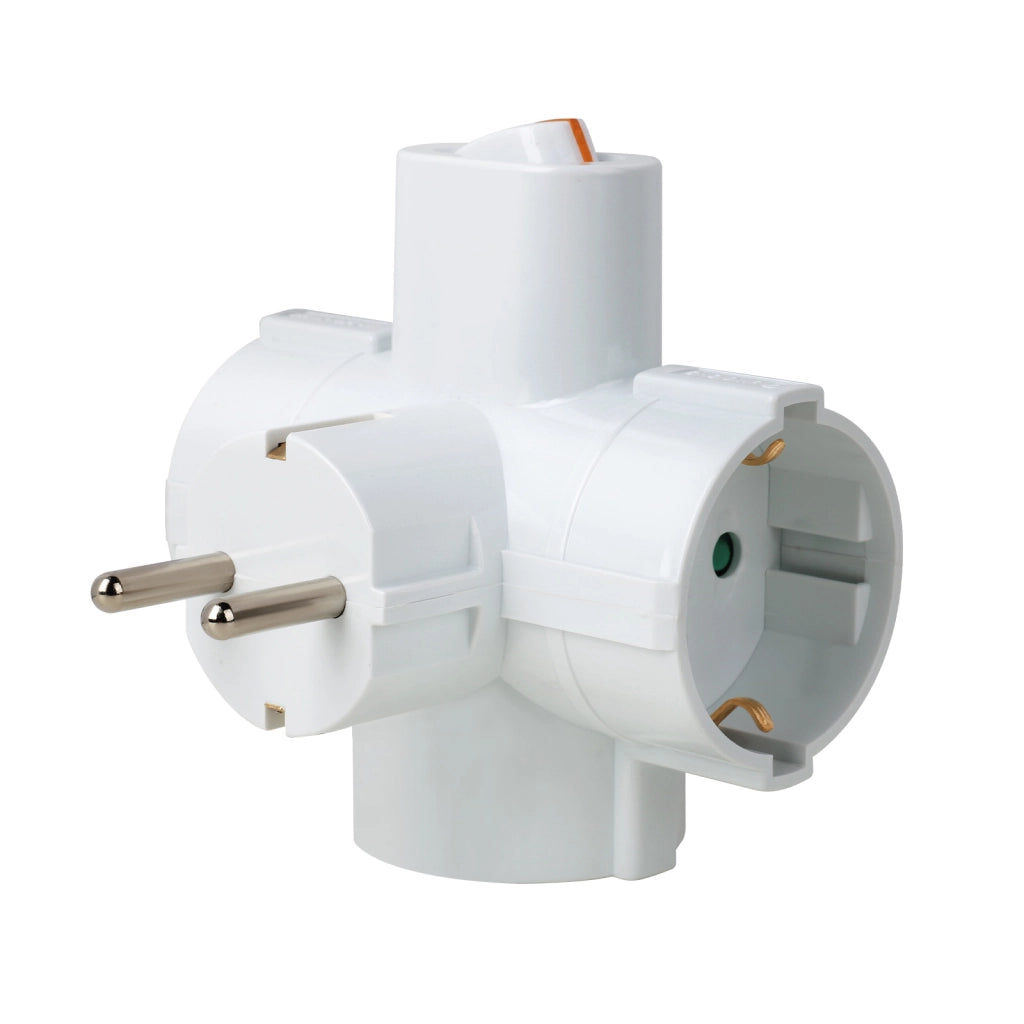 Adattatore Tripla Presa con Interruttore e Sicurezza Bambini ¨C Minimal ¨C Bianco