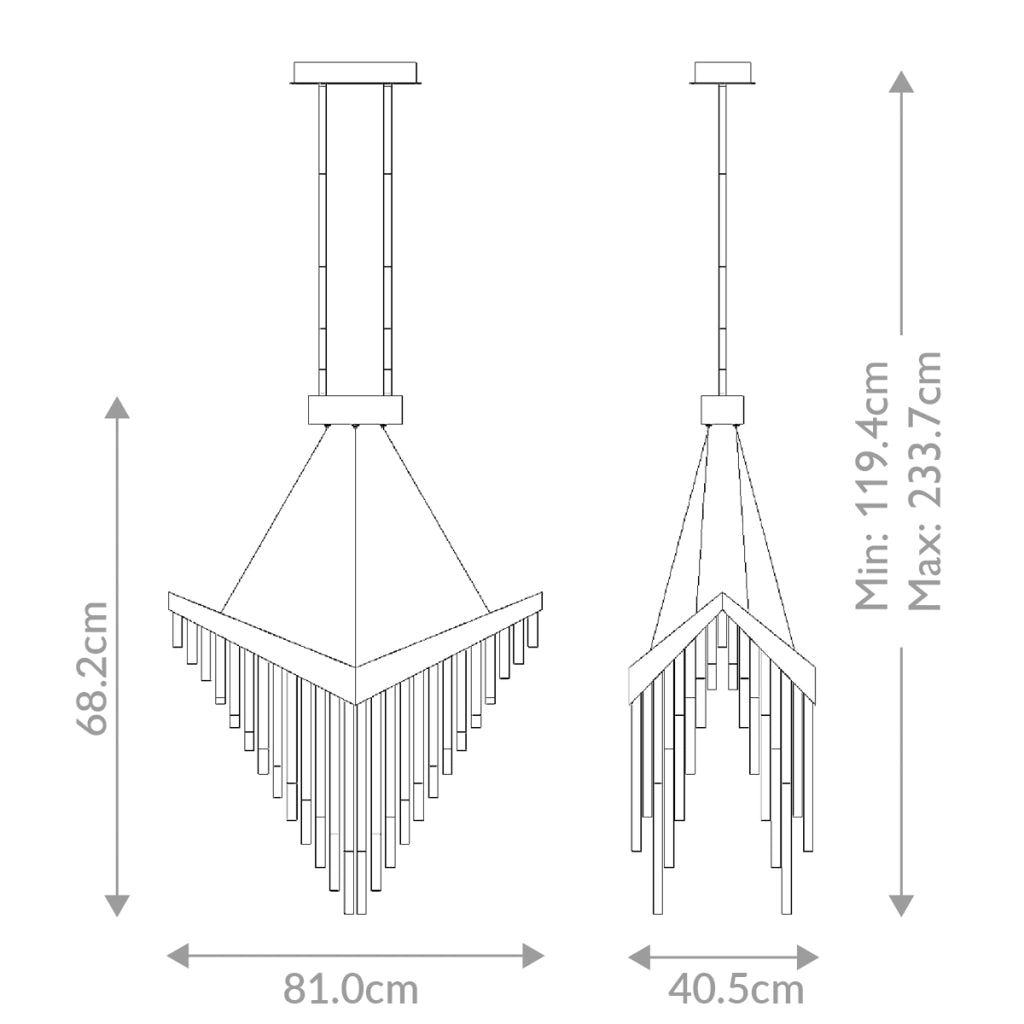 Lampadario glamour oro a V LED 40W Vivien Quintiesse