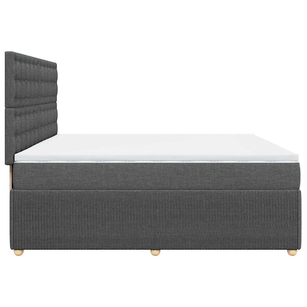 Giroletto a Molle con Materasso Grigio Scuro 200x200 cm Tessuto
