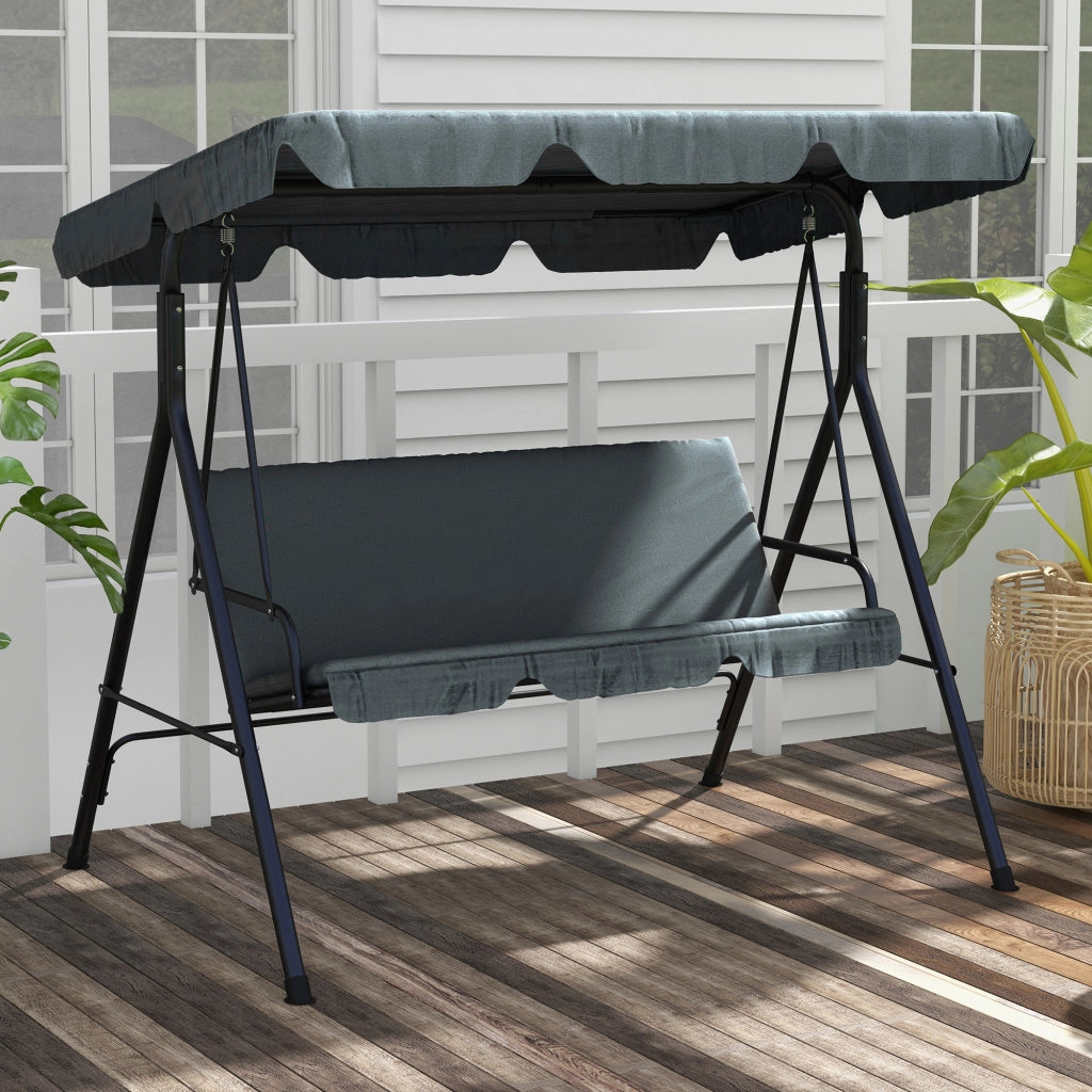 Sedia a dondolo 3 posti con tenda regolabile ¨C zephmum ¨C grigio 172x110x153 cm