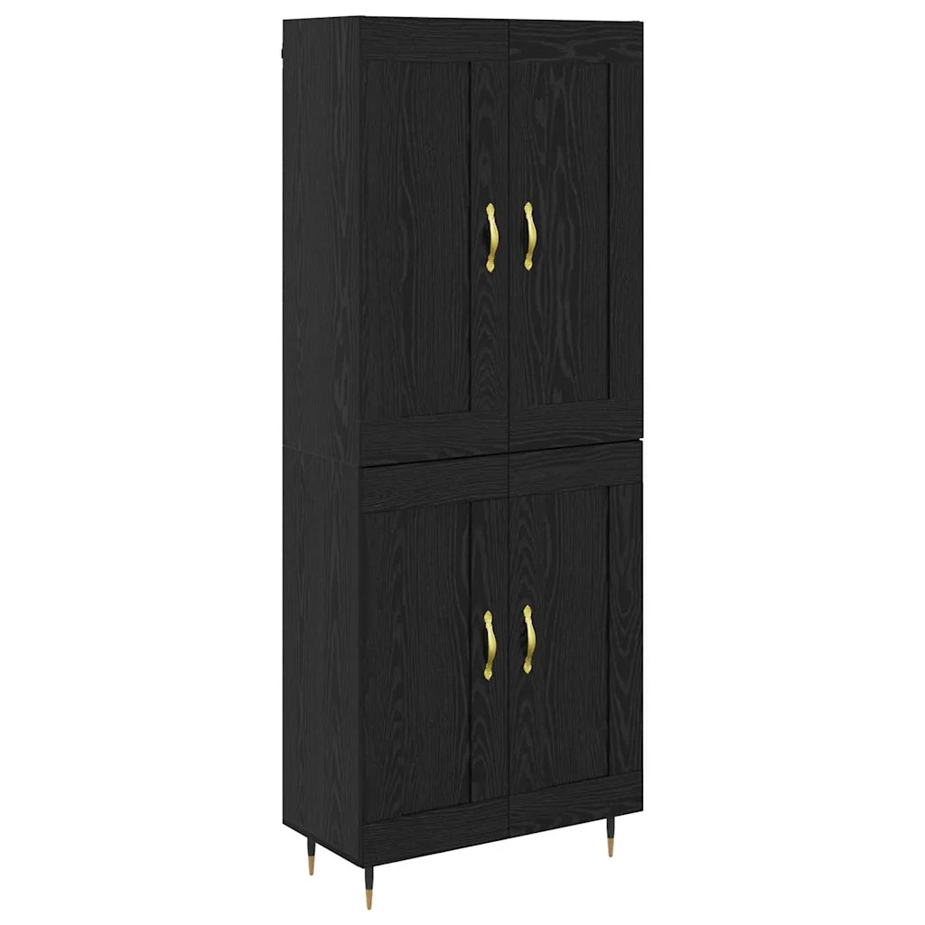 Credenza-Buffet-Armadio da cucina Rovere Nero 69,5 x 34 x 180 cm Legno multistrato 409981