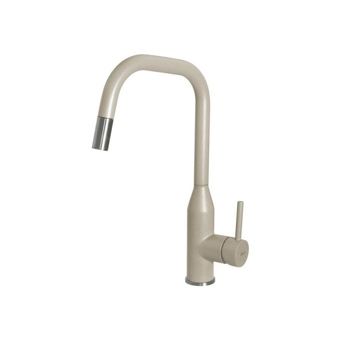 Elleci Dora Plus MKKDRP95 - Miscelatore da cucina Mono Splitcomando, da incasso, Keratek, canna girevole con doccetta estraibile, 38 cm, Champagne