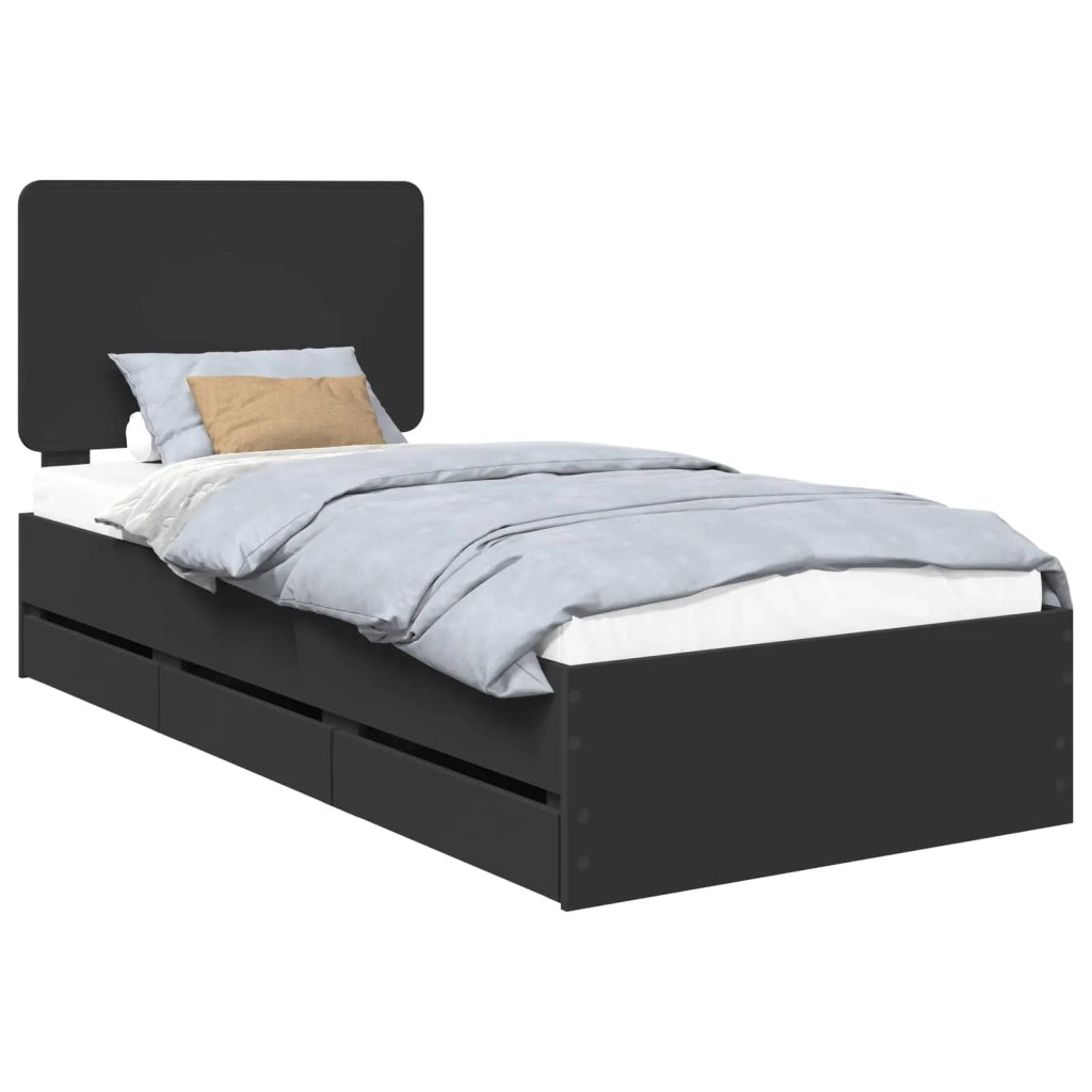 Struttura del letto-Giroletto Nero 90 x 200 cm Legno Ingegnerizzato 428298